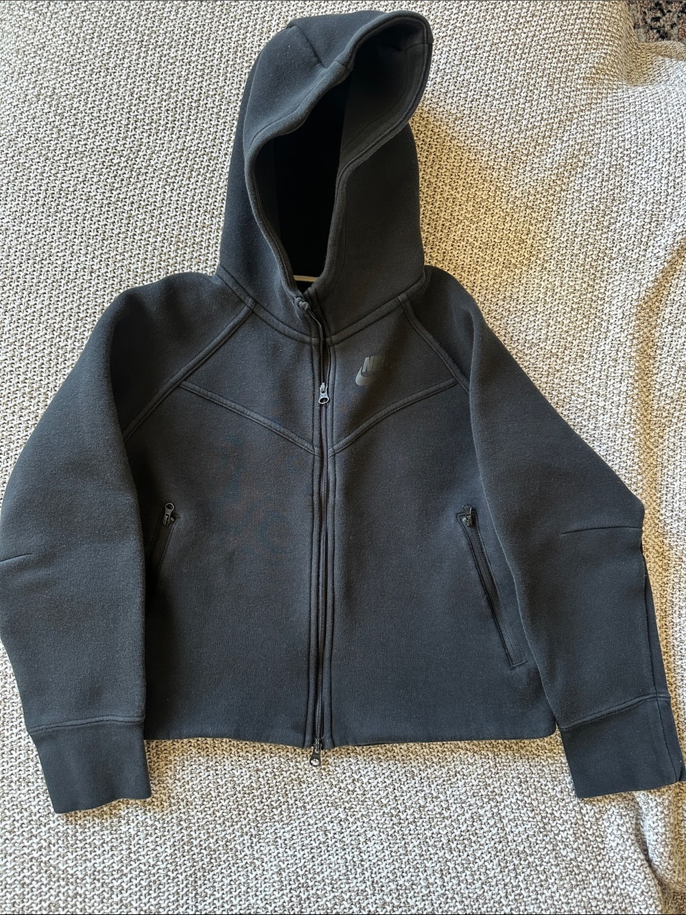 Nike Tech Kids Black Hooded Zip-Up Sweater